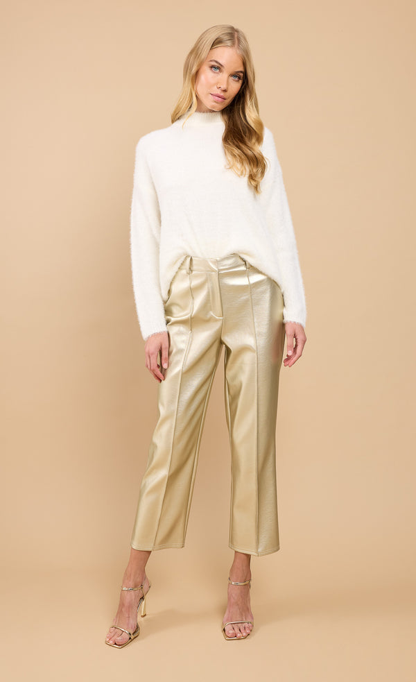 little Mistress Gold PU Trousers By Vicky Pattison