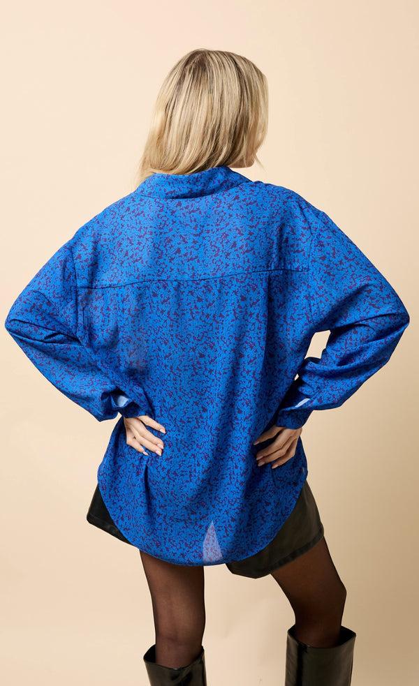 Little Mistress Helena Blue Print Chiffon Shirt