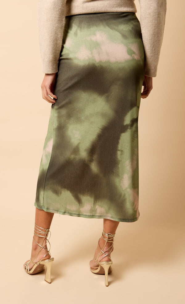 Little Mistress Inès Khaki Print Midaxi Skirt