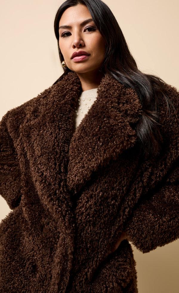 Little Mistress Jolie Chocolate Faux Fur Coat