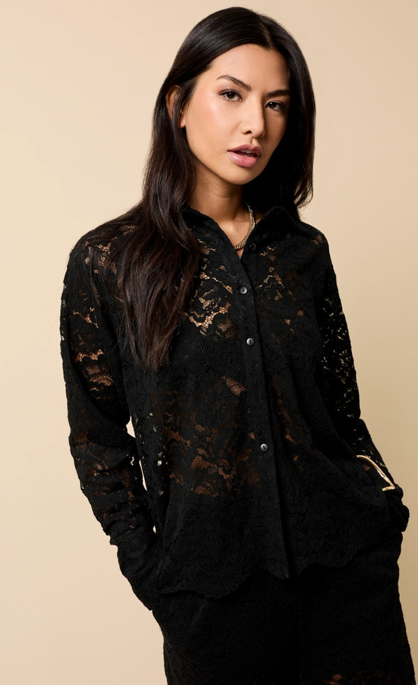 Little Mistress Micaela Black Lace Shirt