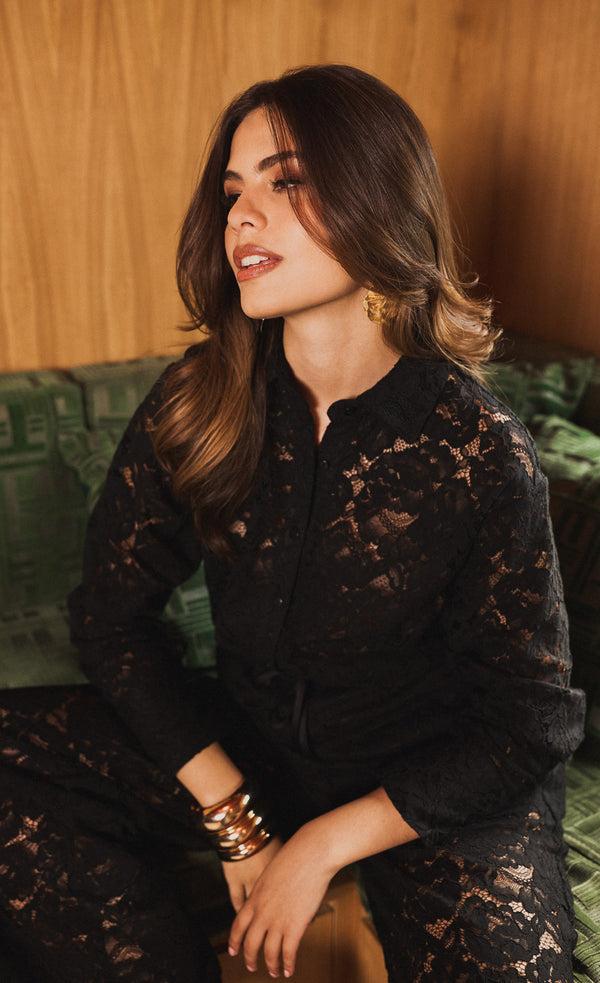 little mistress Micaela Black Lace Shirt