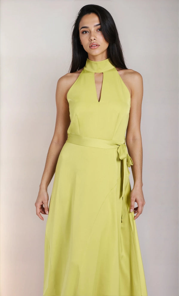 little mistress Olive Satin Midaxi Dress