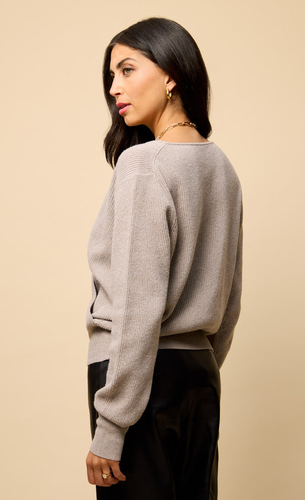 Little Mistress Perla Taupe Wrap Jumper