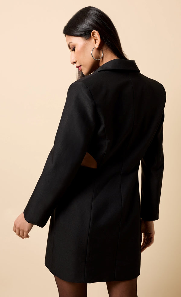 Little Mistress Marais Black Cut Out Blazer Mini Dress