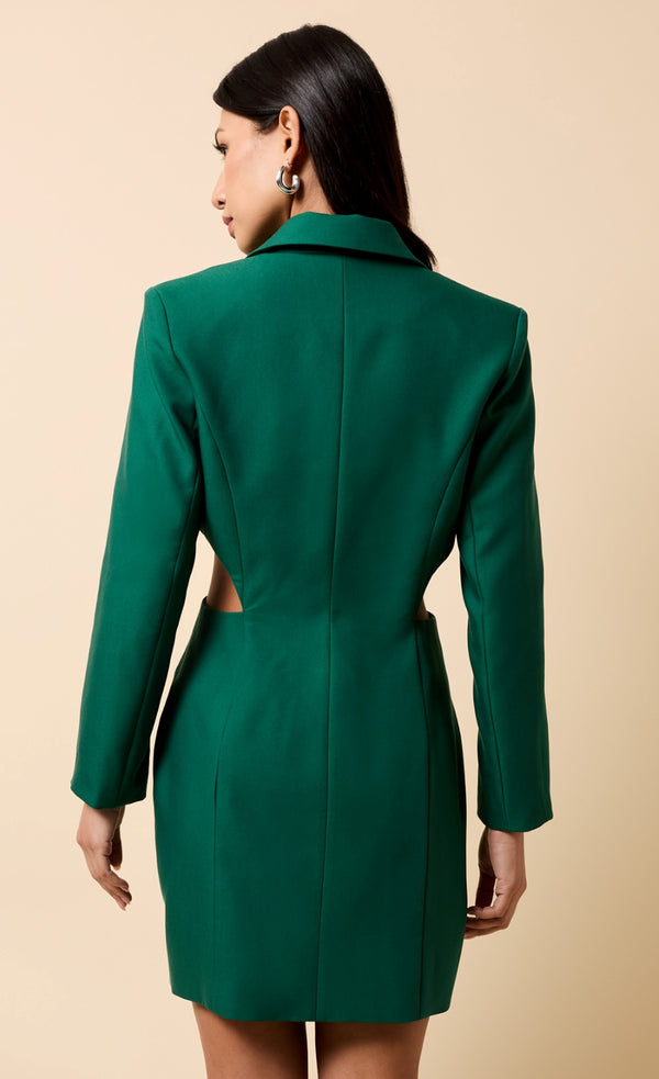Little Mistress Marais Green Cut Out Blazer Mini Dress