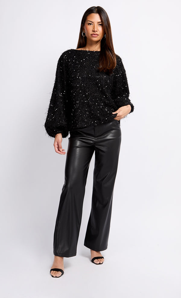 Little Mistress Mireille Black Sequin Eyelash Jumper