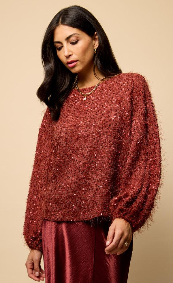 Little Mistress Mireille Cherry Sequin Eyelash Jumper