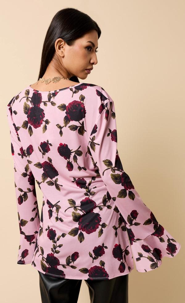 Little Mistress Naelle Multi Floral Print Tie Detail Top