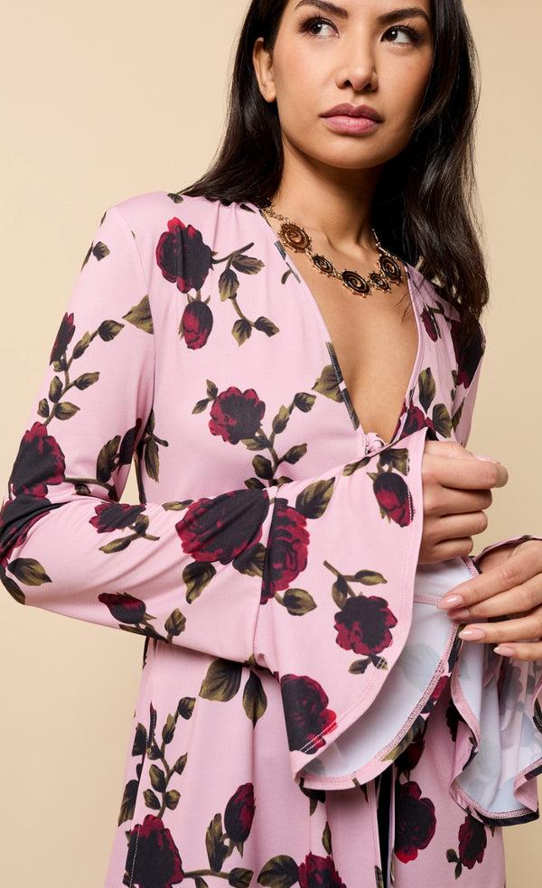 Little Mistress Naelle Multi Floral Print Tie Detail Top