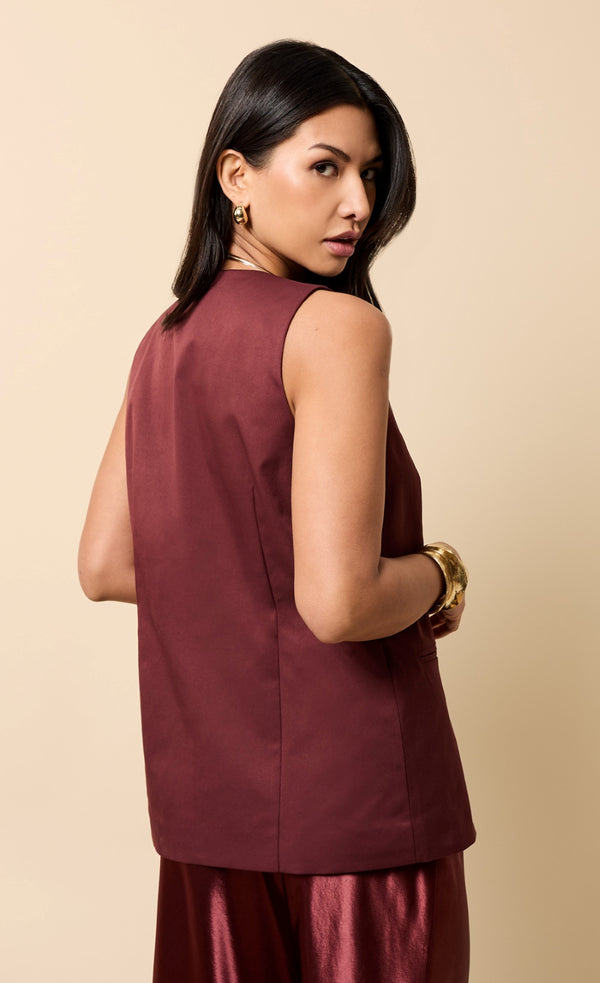 Little Mistress Odette Cherry Accent Button Waistcoat