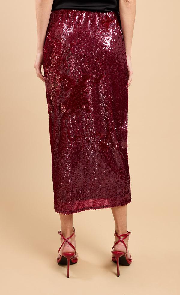 Little Mistress Red Sequin Midaxi Skirt By Vicky Pattison