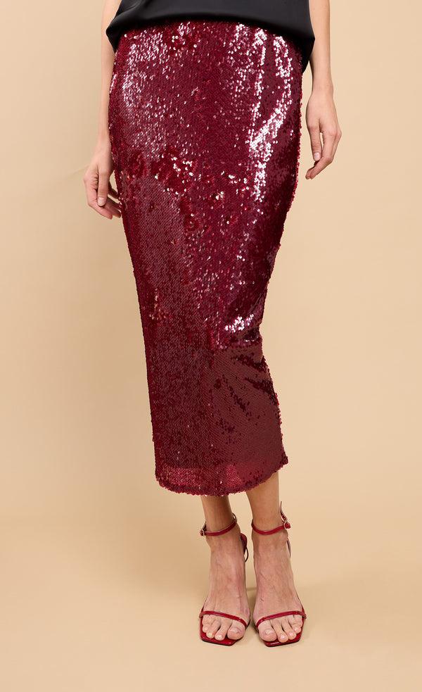 Little Mistress Red Sequin Midaxi Skirt By Vicky Pattison