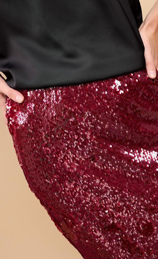 Little Mistress Red Sequin Midaxi Skirt By Vicky Pattison