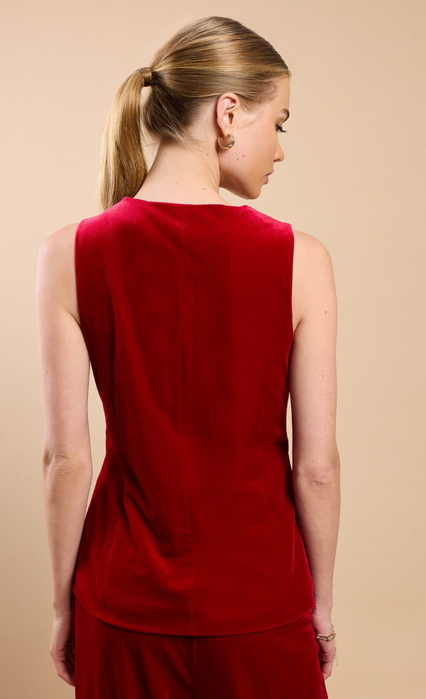 Little Mistress Ruby Red Sleeveless Waistcoat By Vicky Pattison