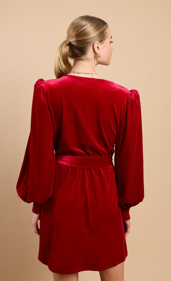 Little Mistress Ruby Red Velvet Wrap Mini Dress By Vicky Pattison