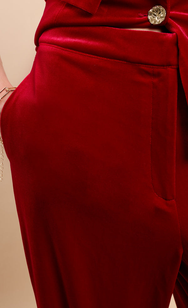 Little Mistress Ruby Red Wide Leg Trousers By Vicky Pattison