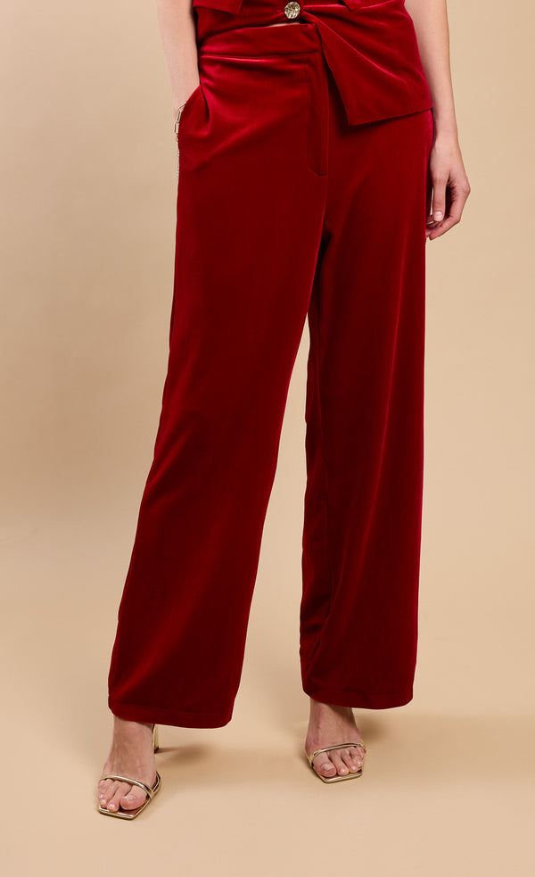 Little Mistress Ruby Red Wide Leg Trousers By Vicky Pattison