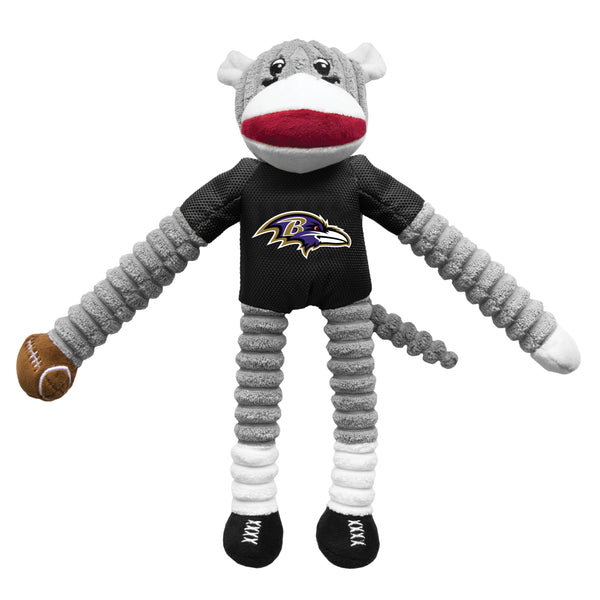 littlearth Baltimore Ravens Team Sock Monkey Pet Toy