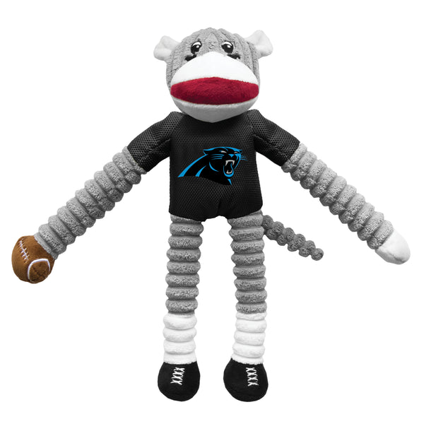 littlearth Carolina Panthers Team Sock Monkey Pet Toy