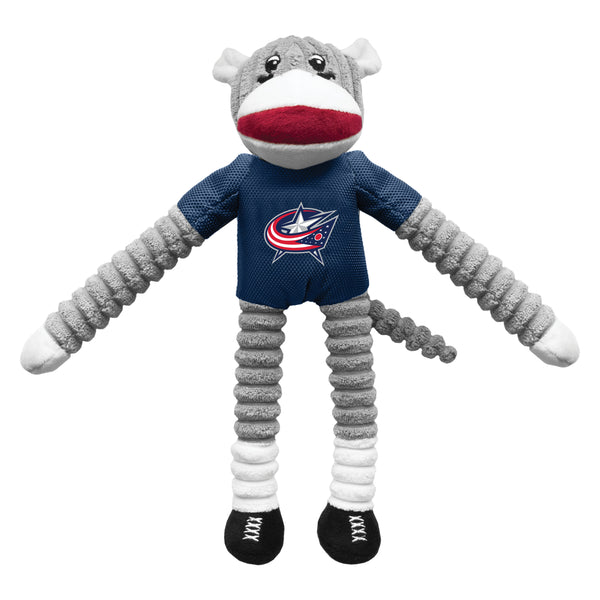 littlearth Columbus Blue Jackets Team Sock Monkey Pet Toy