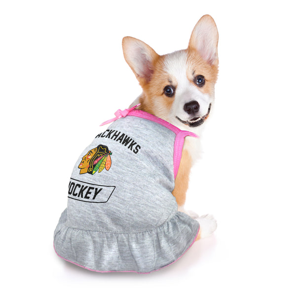 Littlearth Chicago Blackhawks Pet Dress Grey Type