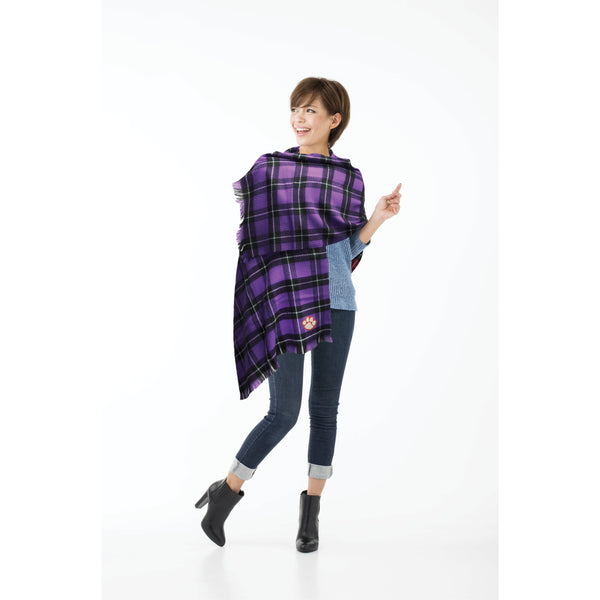 Littlearth Clemson University Plaid Blanket Scarf