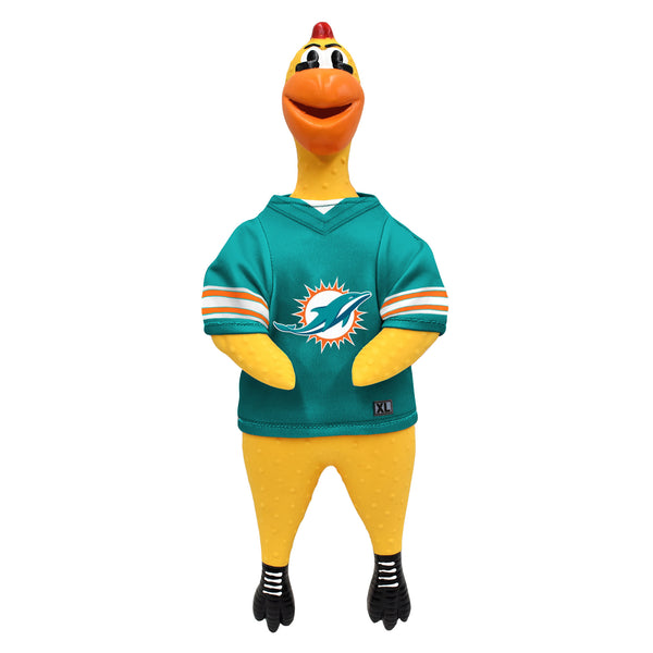 littlearth Miami Dolphins Rubber Chicken Pet Toy
