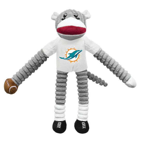 littlearth Miami Dolphins Team Sock Monkey Pet Toy