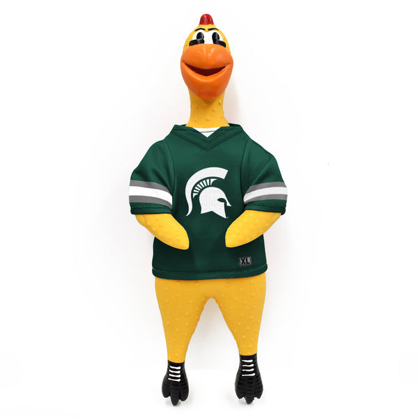 littlearth Michigan State University Rubber Chicken Pet Toy