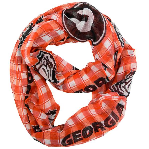 littlearth University of Georgia Sheer Infinity Scarf Plaid