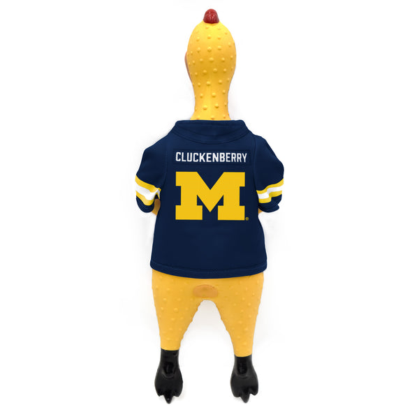 Littlearth University Of Michigan Rubber Chicken Pet Toy