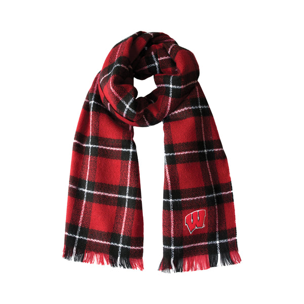 littlearth University of Wisconsin Plaid Blanket Scarf