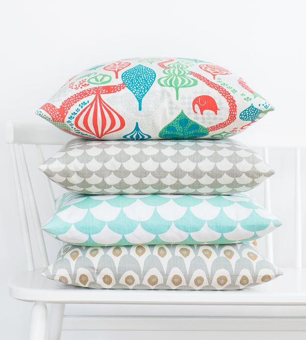 Littlephant Big Waves White/Aqua - Cushion Cover 50x50 Cm