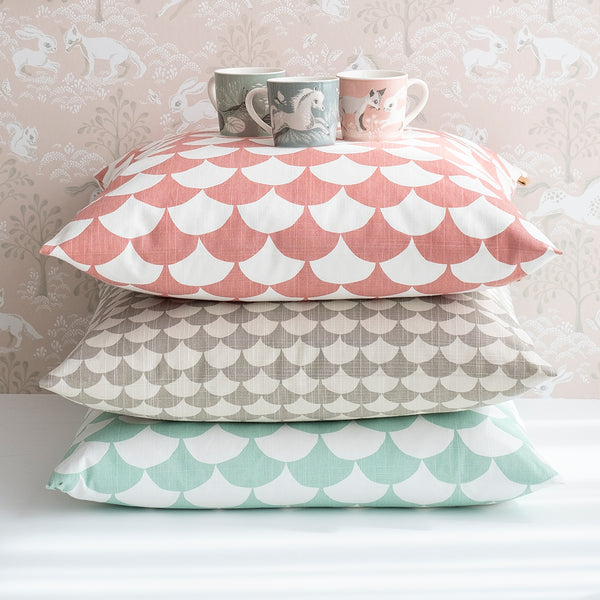 Littlephant Big Waves White/Coral - Cushion Cover 50x50 Cm