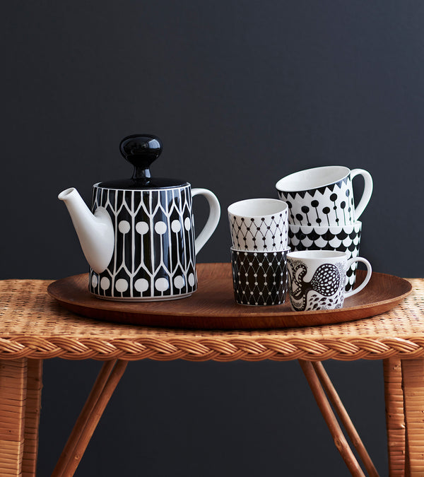 Littlephant Feathers Black/White - Porcelain Teapot