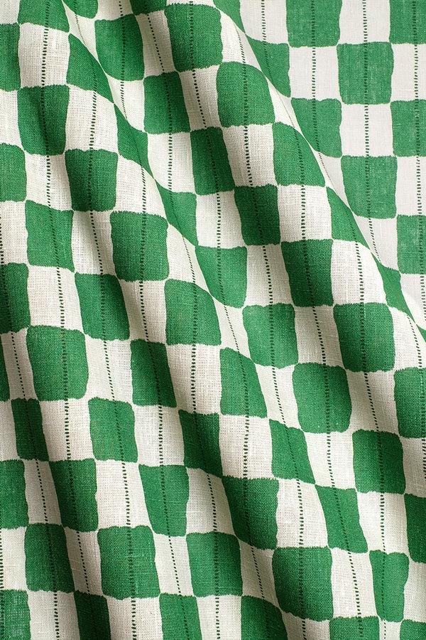 littlephant Karin Deep Green/Sand - Linen fabric