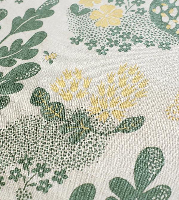 Littlephant May Ebony/Green/Rye - Linen Fabric