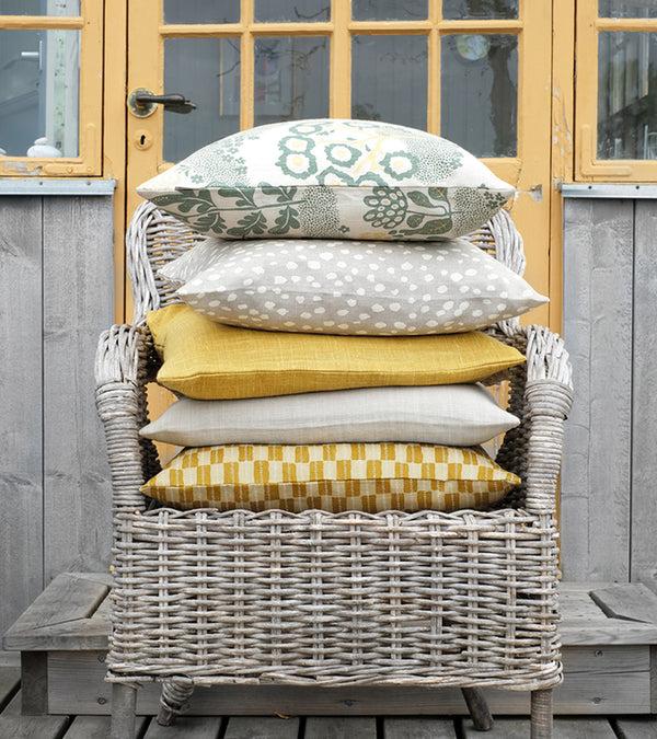 Littlephant May Ebony/Green/Rye - Linen Fabric
