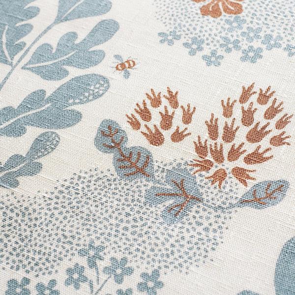 Littlephant May Ivory/Dusty Blue/Terra - Linen Fabric