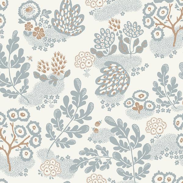littlephant May Ivory/Dusty Blue/Terra - Linen Fabric