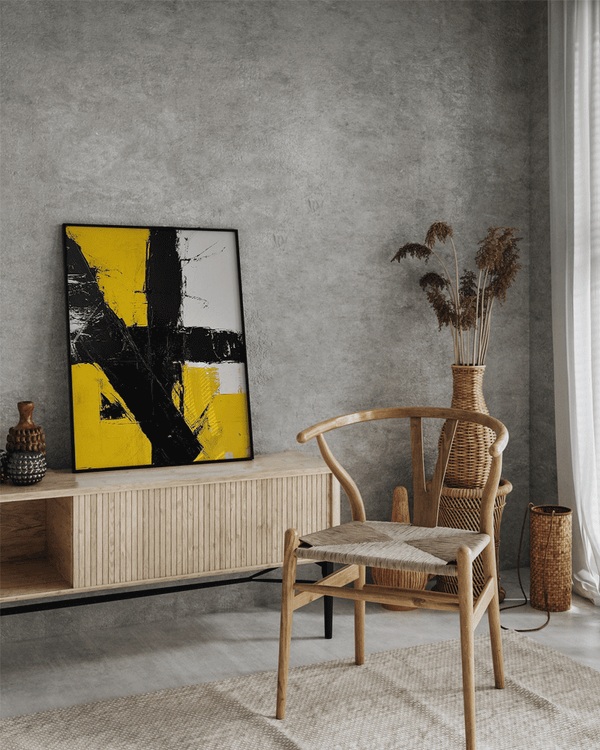 Liv Corday Abstract Art In Black White & Yellow