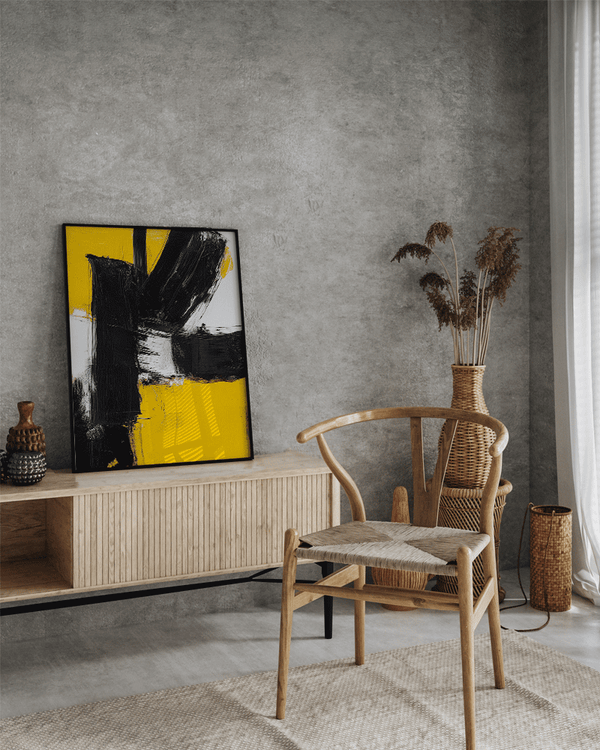 Liv Corday Abstract Art In Black & Yellow