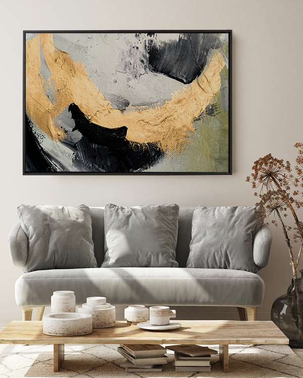 Liv Corday Abstract Black And Gold Paint