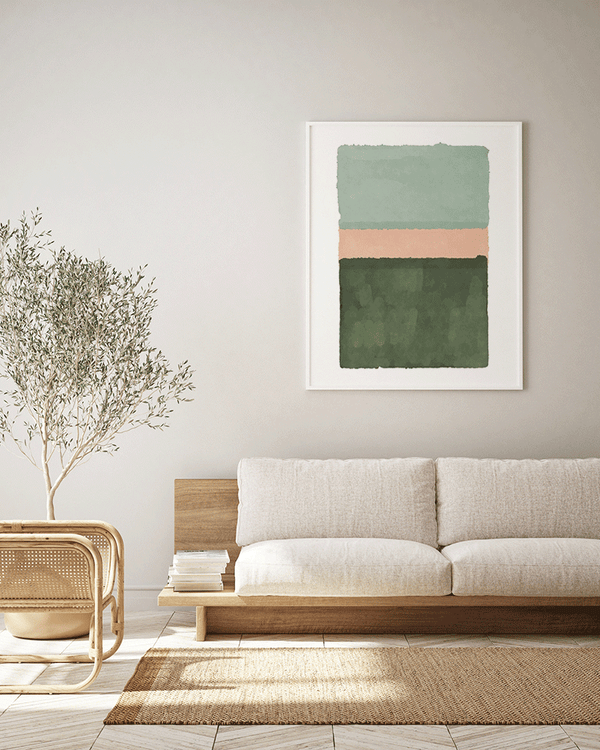 Liv Corday Abstract In Green And Salmon Pink