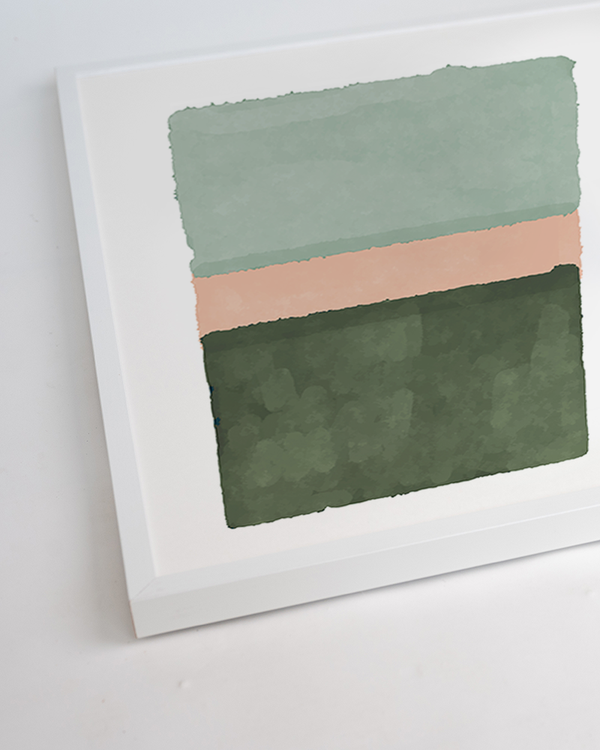 Liv Corday Abstract In Green And Salmon Pink