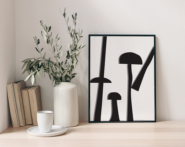 Liv Corday Black And White Mushrooms