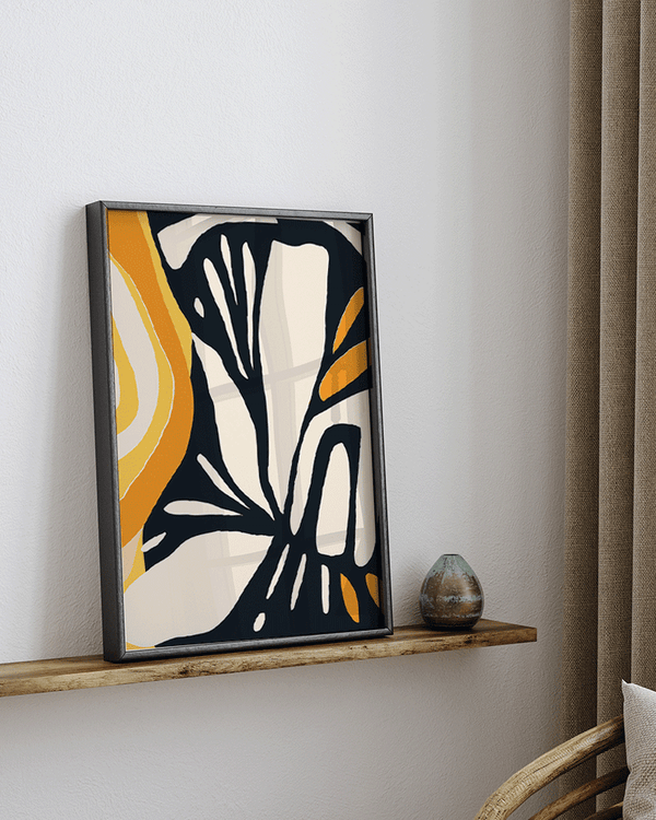 Liv Corday Black & Apricot Abstract Art