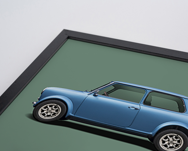 Liv Corday Blue Vintage Car With Green Background