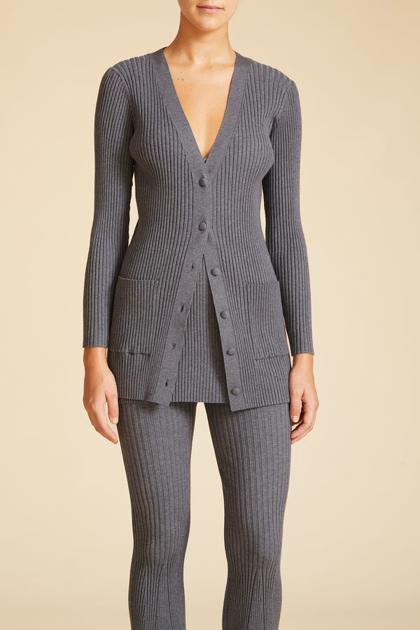 live the process Mira Cardigan Ebony Melange